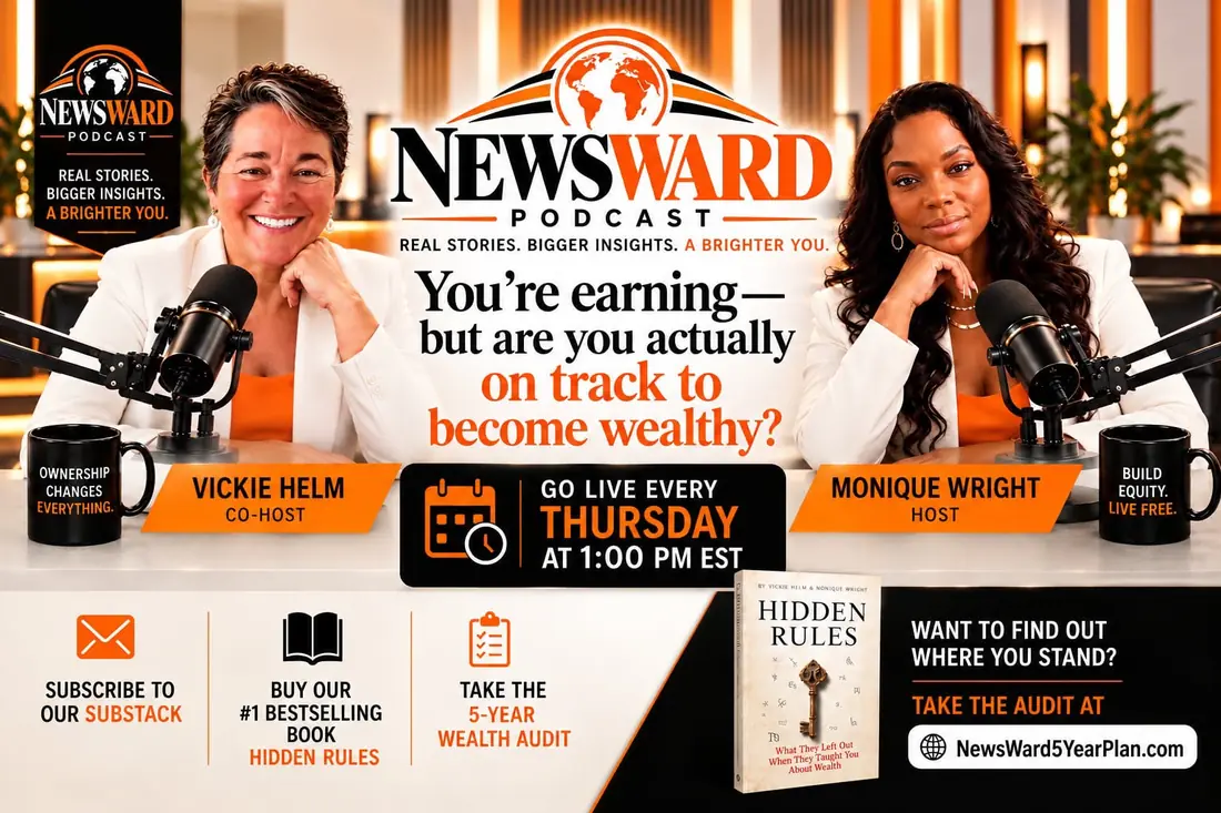 NewsWard podcast promotion featuring Vickie Helm and Monique Wright